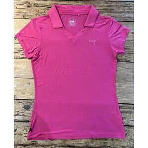 puma pink short sleeve logo polo size small